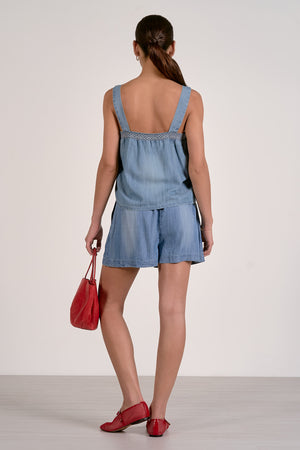 Elan Stretch Shorts in Denim Blue