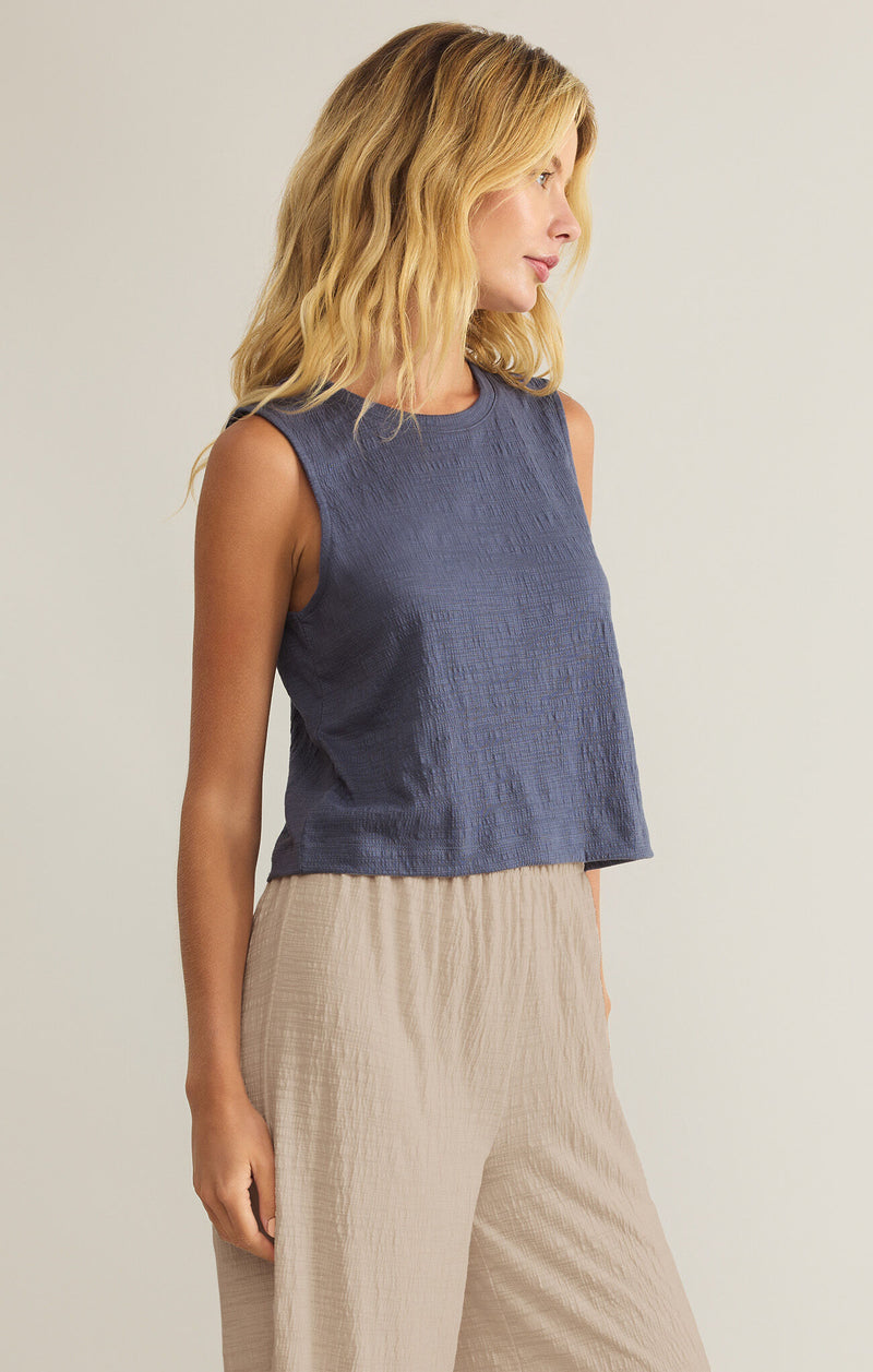 Z Supply Sloane Textured Top in Worn Blue