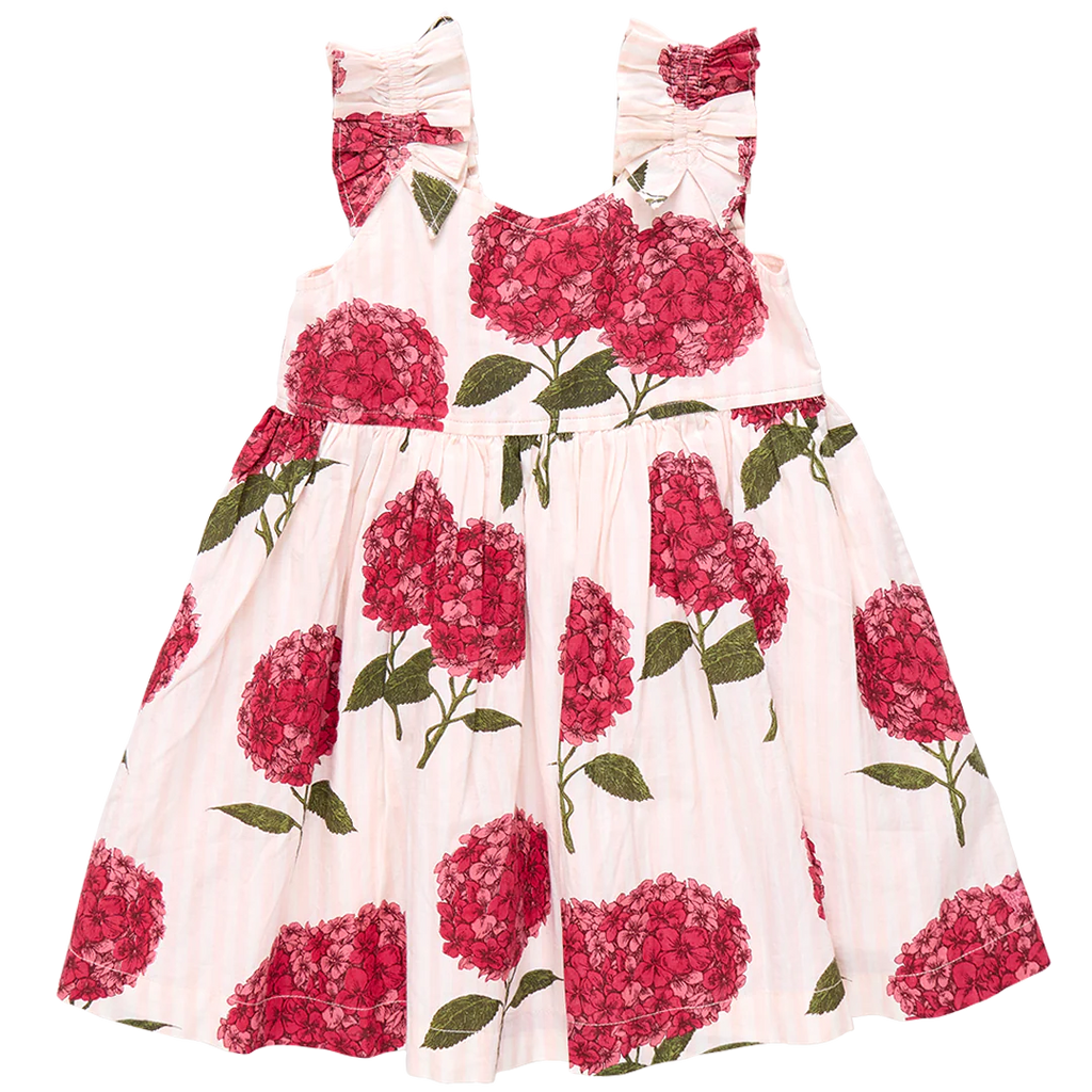 Pink Chicken Via Dress in Pink Stripe Hydrangeas