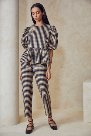 Hunter Bell Bridget Pant in Black/Brown Gingham