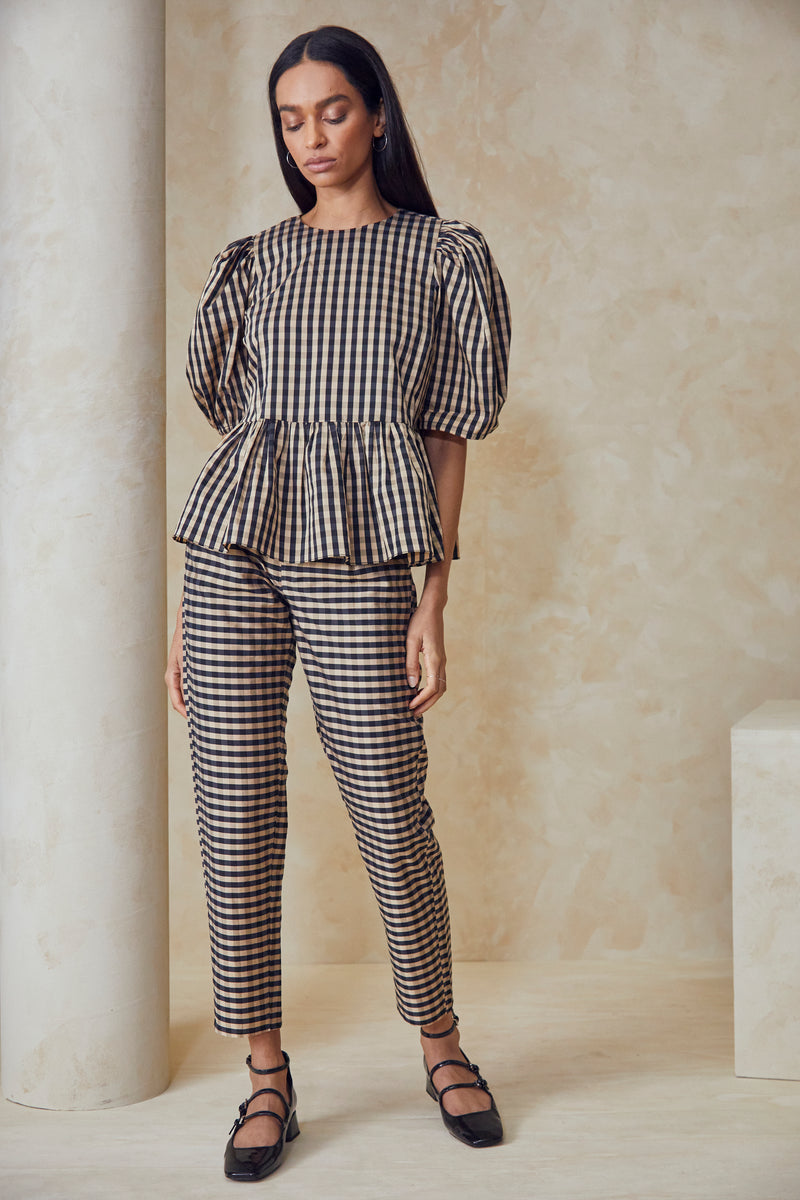 Hunter Bell Bridget Pant in Black/Brown Gingham