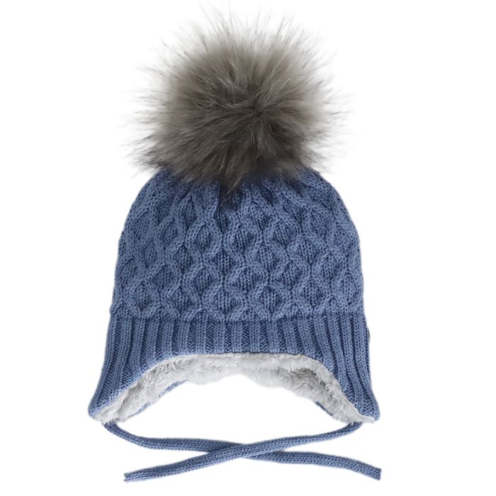 Calikids Knit Hat with Pom Pom in Blue