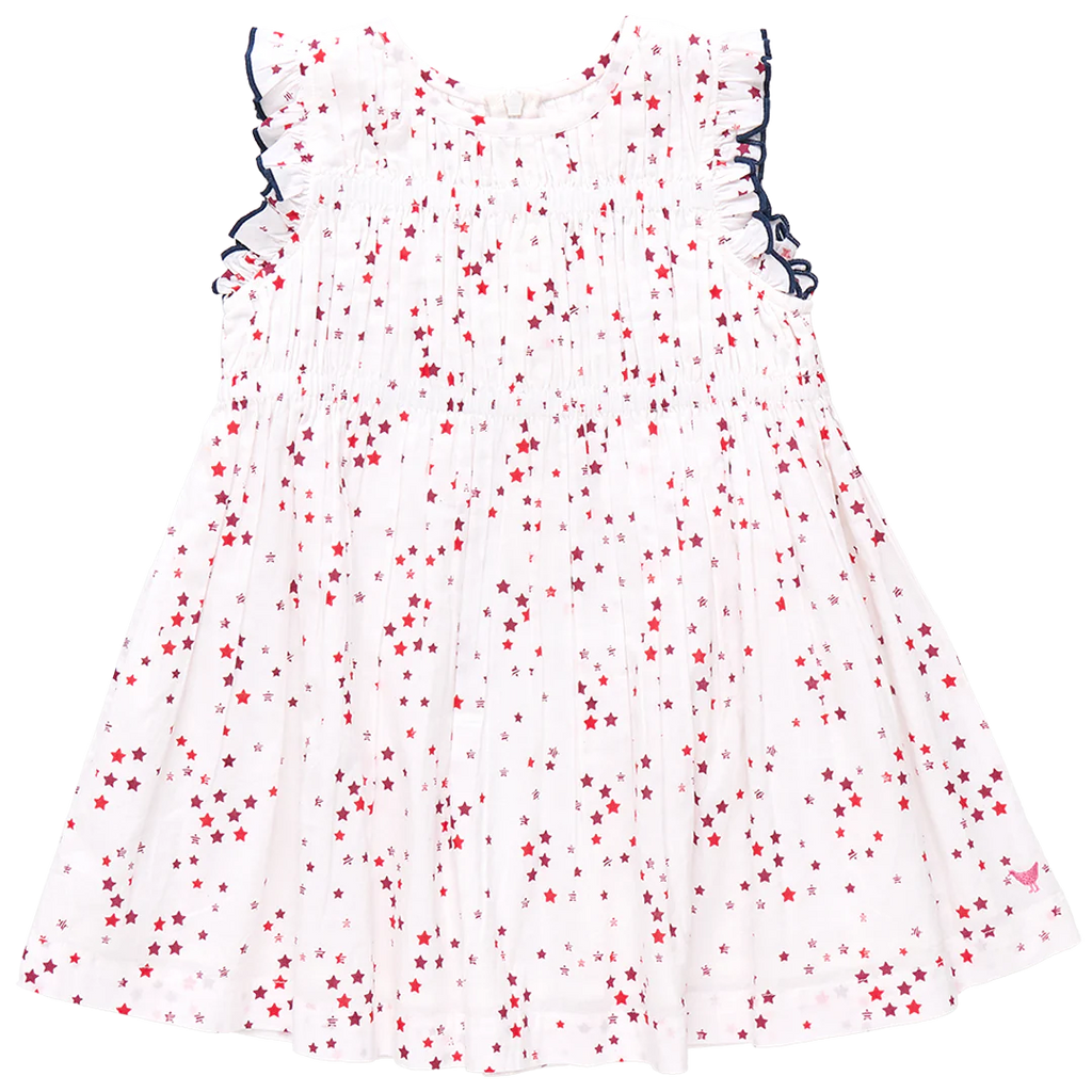 Pink Chicken Waverly Dress in Red Ditsy Stars