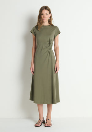 Nation Frida Twist Midi Dress in Olive