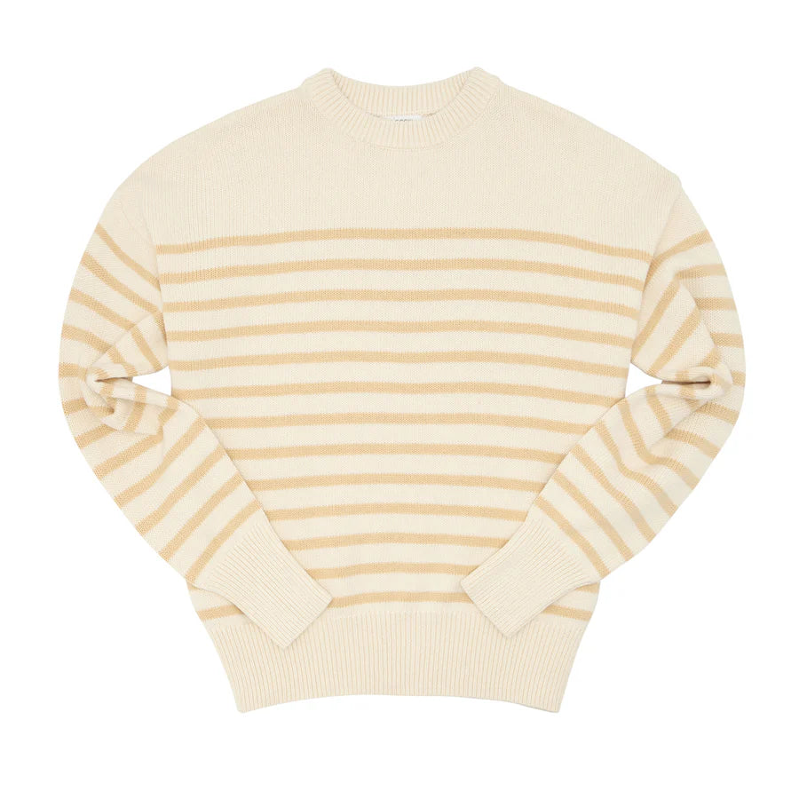 Minnow Women's Stripe Sweater in Cream/Tan