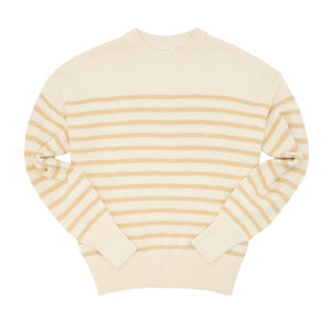 Minnow Women's Stripe Sweater in Cream/Tan