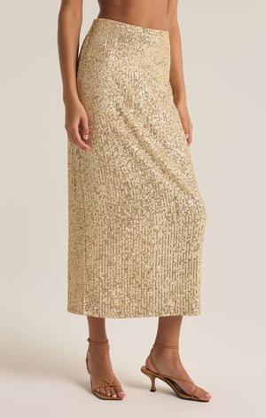 Z Supply Saturn Sequin Midi Skirt in Champagne