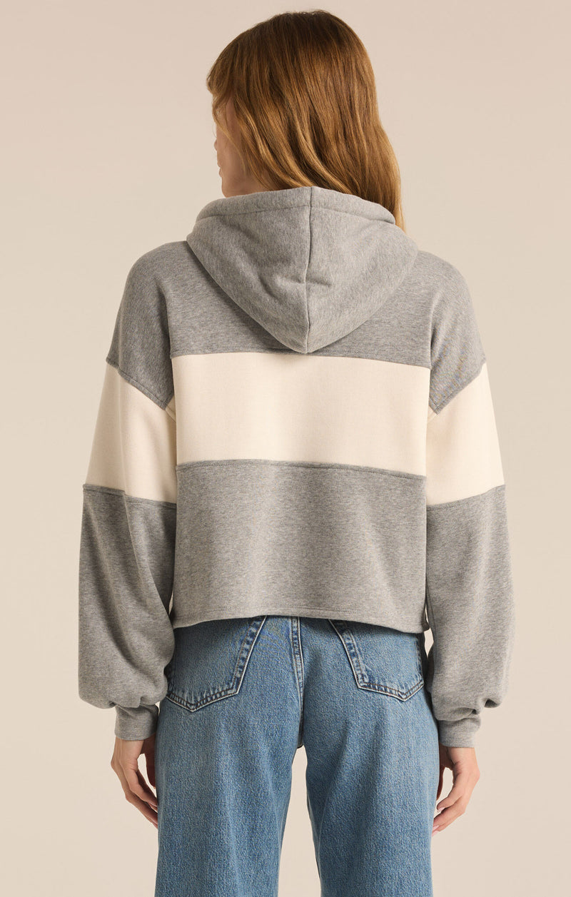 Z Supply Landing Colorblock Hoodie in Classic Heather Gray