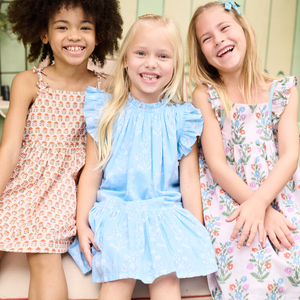 Pink Chicken Tia Dress in Pink Prairie Block Print