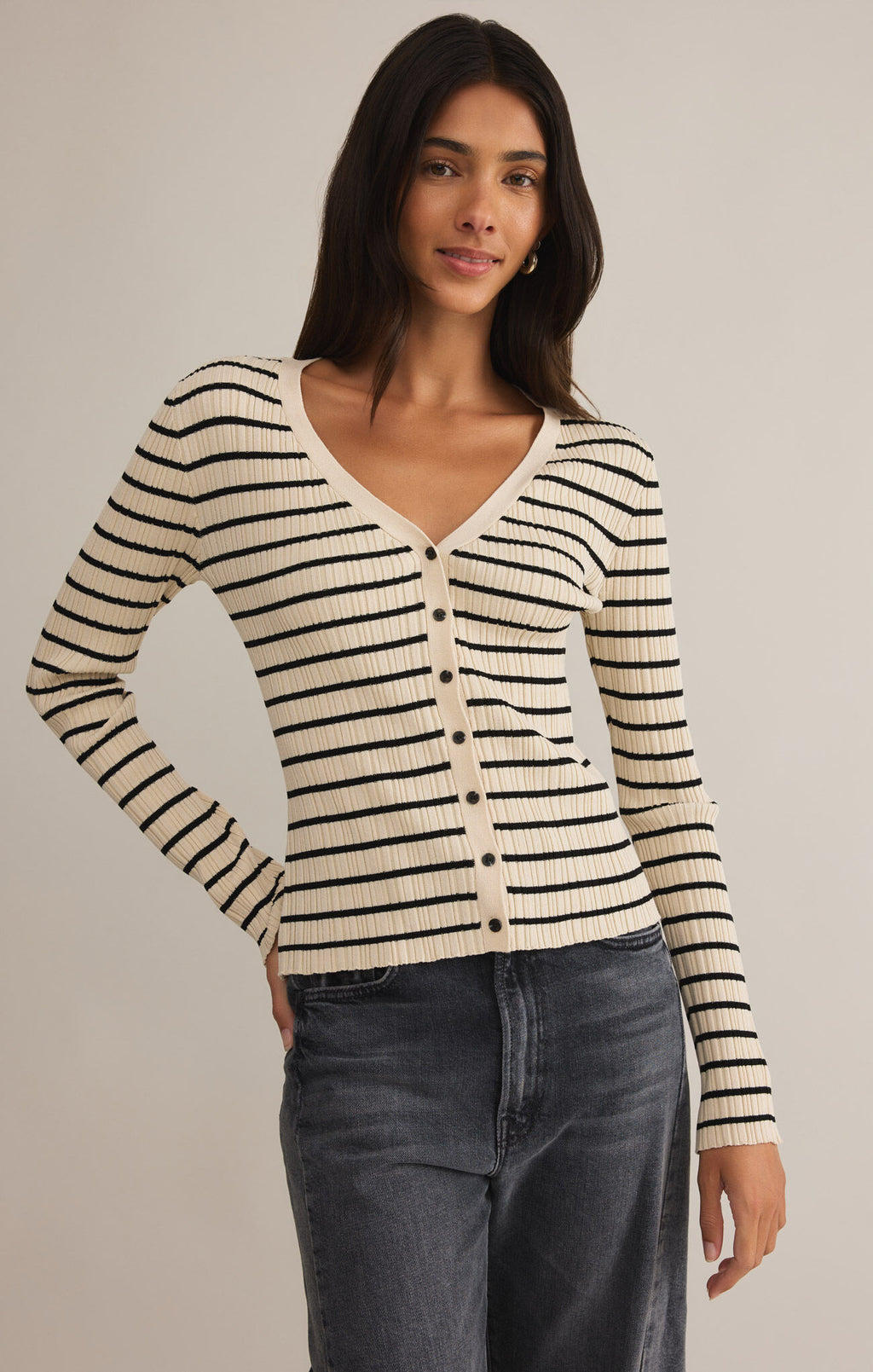 Z Supply Jordana Stripe Sweater in Sandshell