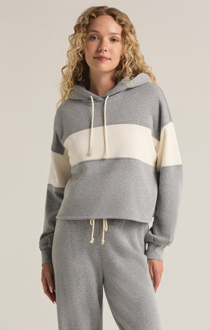 Z Supply Landing Colorblock Hoodie in Classic Heather Gray