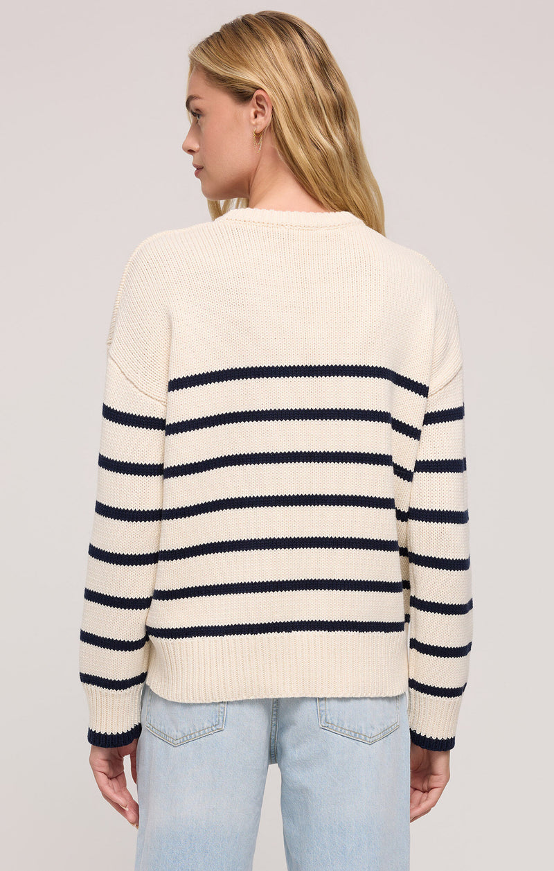 Z Supply Boyfriend Stripe Sweater in Sea Salt