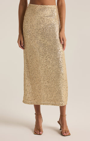 Z Supply Saturn Sequin Midi Skirt in Champagne