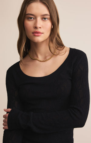 Z Supply Tibi Scoop Neck Mesh Top in Black