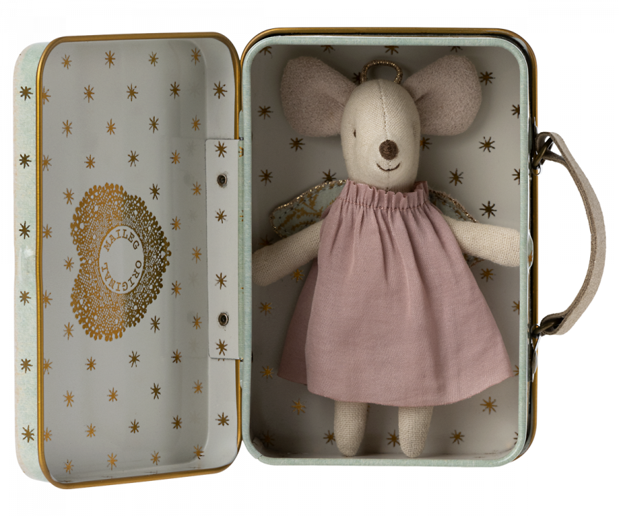 Maileg Angel Mouse in a Suitcase
