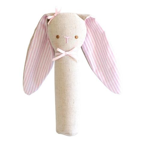 Alimrose Bunny Rattle & Squeaker in Linen Pink