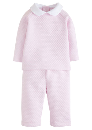 Little English Quilted Pant Set in Pink