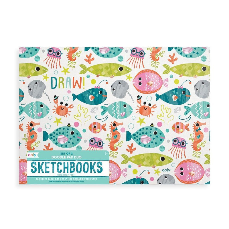 OOLY Doodle Pad Duo Sketchbook in Friendly Fish-Set of 2