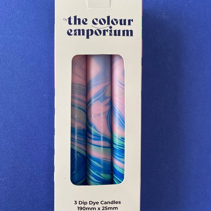 The Colour Emporium Marbled Candles Trio - Multiple Colors!