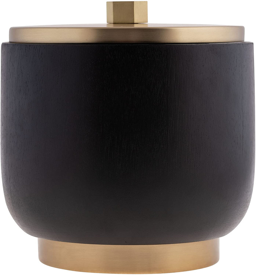 Karma Sierra Ice Bucket in Black Mango Wood and Brass
