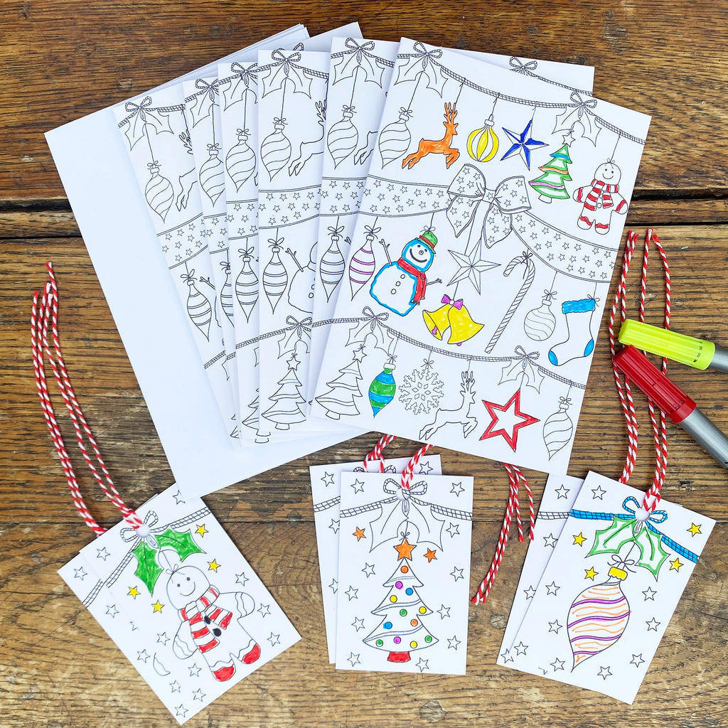 eatsleepdoodle Color-In Holiday Cards & Gift Tags