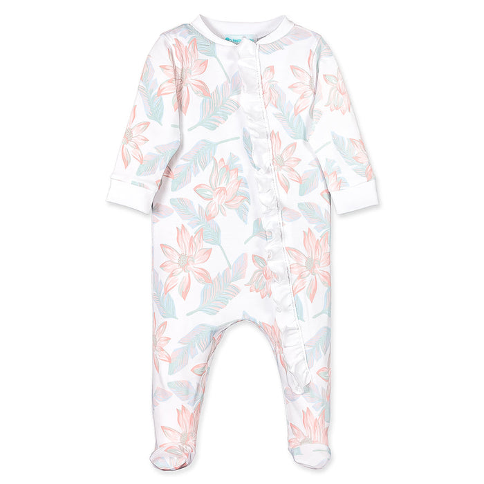 Feather Baby Stella Floral Ruffle Zipper Footie