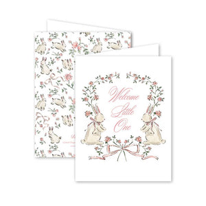 Dogwood Hill Bunnies Baby Card in Pink