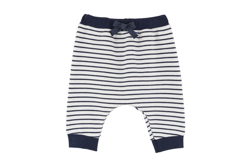 Petit Bateau Teaser Terry Cloth Striped Pant in Navy/White