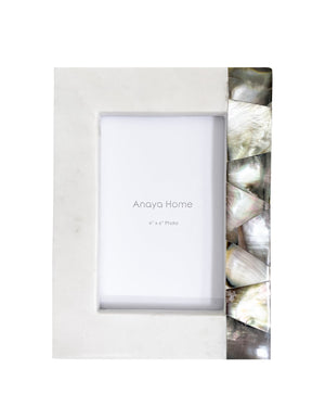 Anaya Home 4x6 Grey Mother of Pearl and Marble Frame
