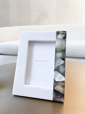 Anaya Home 4x6 Grey Mother of Pearl and Marble Frame