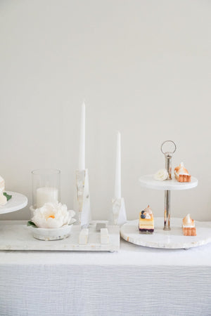 Anaya Home White Marble Candle Holder - Multiple Sizes!