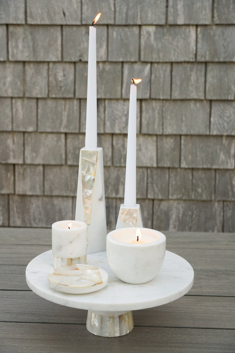 Anaya Home White Marble Candle Holder - Multiple Sizes!