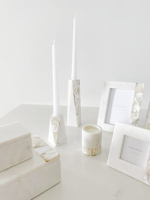 Anaya Home White Marble Candle Holder - Multiple Sizes!