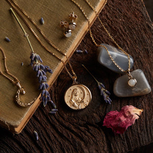 Awe Inspired Selene Goddess Necklace in Gold