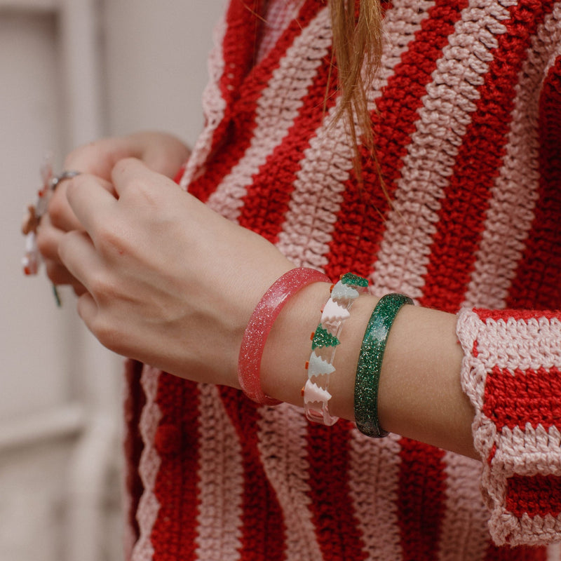 Lilies & Roses Multi Christmas Tree Glitter Bangle Set