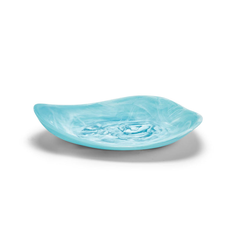 Two's Company Archipelago Aqua Marbleized Organic Shaped Platter