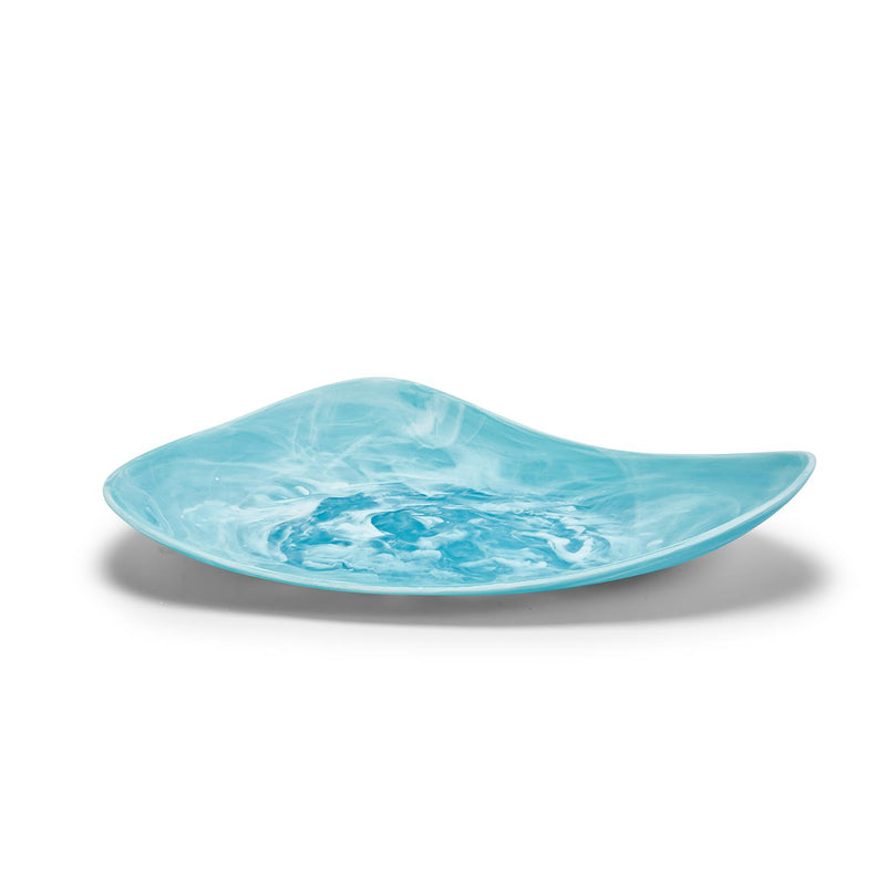 Two's Company Archipelago Aqua Marbleized Organic Shaped Platter