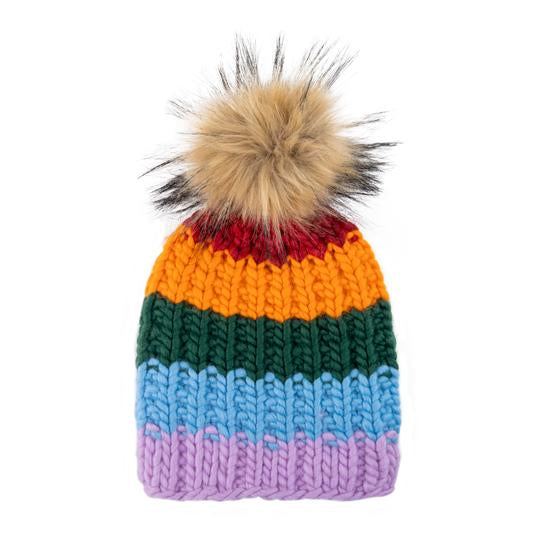 Shit That I Knit Rainbow Beanie - with 2 Poms!