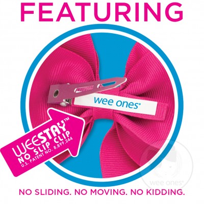 Wee Ones Medium Monogram Bow in Light Pink/Hot Pink