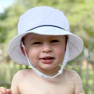 Wee Ones Bucket Reversible Sun Hat in White