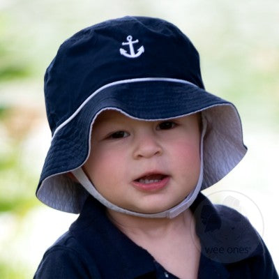 Wee Ones Bucket Anchor Sun Hat in Navy