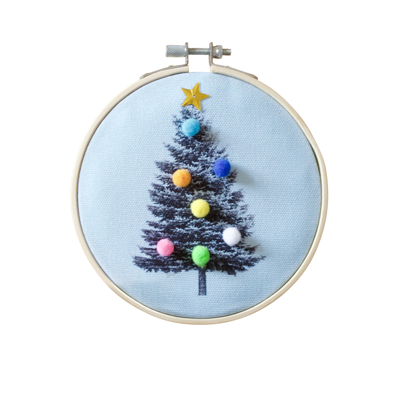 Cotton Clara Christmas Tree Hoop Kit in Light Blue
