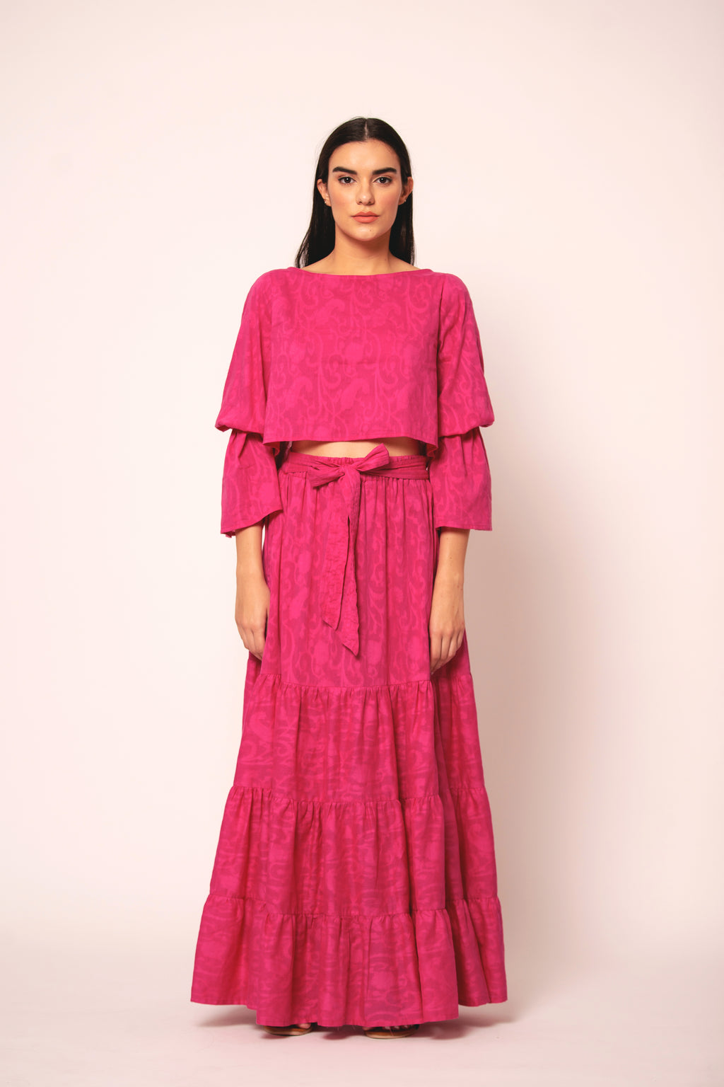 Beyond by Vera Gia Skirt in Pink Jacquard
