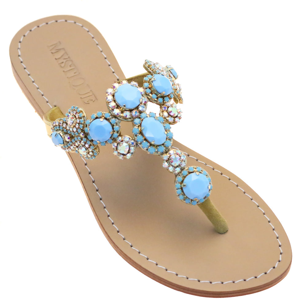 Mystique Istanbul Sandals in Gold/Turquoise