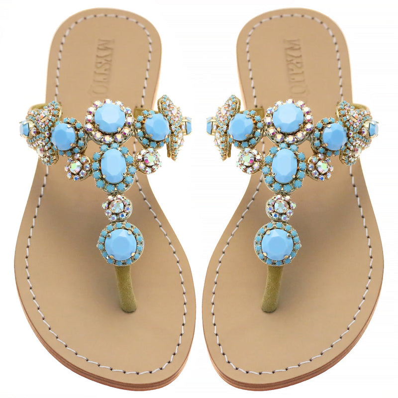 Mystique Istanbul Sandals in Gold/Turquoise