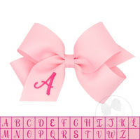 Wee Ones Medium Monogram Bow in Light Pink/Hot Pink