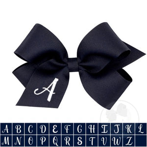 Wee Ones Medium Monogram Bow in Navy/White
