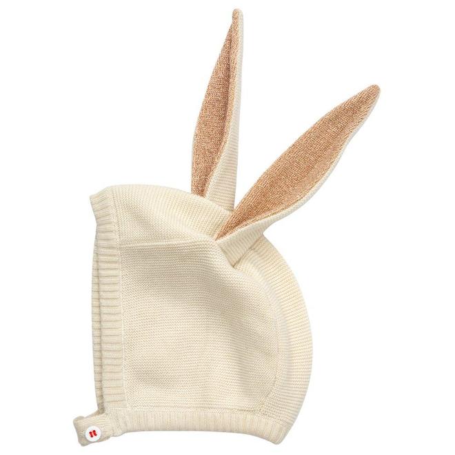 Meri Meri Sparkle Bunny Baby Bonnet in Peach