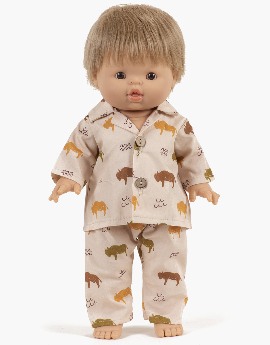 Minikane Buffalo Pajama Set for Dolls in Cream