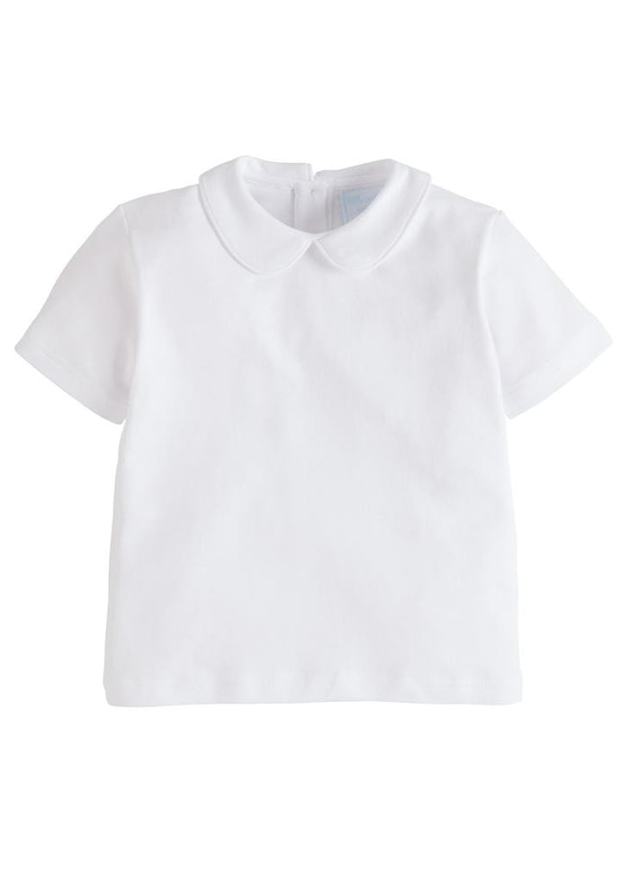 Little English Piped Peter Pan Shirt in White
